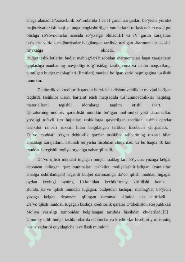 Budjet  tashkilotlarida  debitor  va  kreditorlar  bilan hisoblashuvlar hisobi. 6
