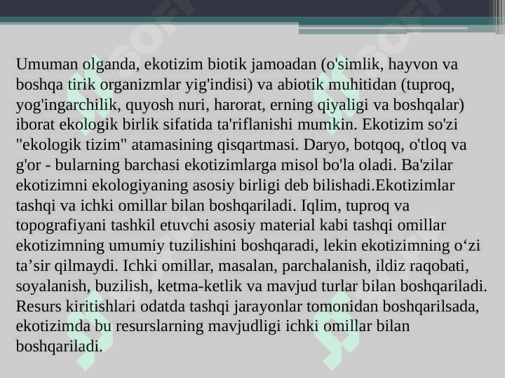 EKOTIZIM VA UNING TASNIFLANISHI 4