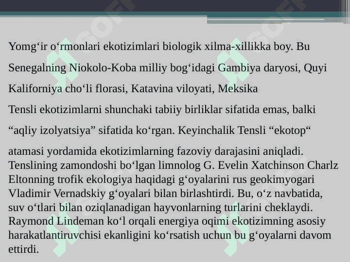 EKOTIZIM VA UNING TASNIFLANISHI 5