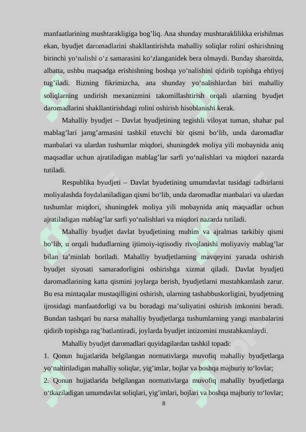 OʻZBEKISTON RESPUBLIKASI BYUDJET TIZIMIDA MAHALLIY BYUDJETLARNING OʻRNI VA AHAMIYATI 7