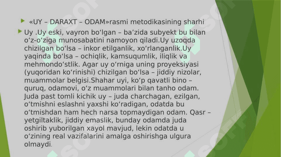 “ Oila rasmi” , “Uch daraxt” va boshqa metodikalar. 7