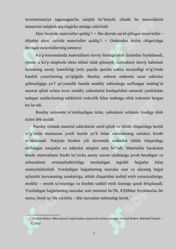 MATERIAL HARAJATLARINING HISOBI 6