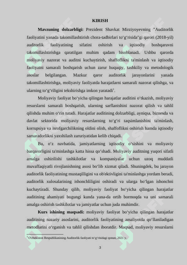 MOLIYAVIY FAOLIYAT BO'YICHA QILINGAN HARAJATLAR AUDITI 2