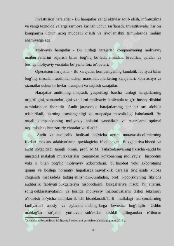 MOLIYAVIY FAOLIYAT BO'YICHA QILINGAN HARAJATLAR AUDITI 5