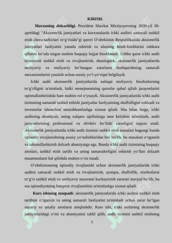 AKSIONERLIK JAMIYATLARIDA ICHKI AUDITNI TASHKIL ETISH TARTIBI 2