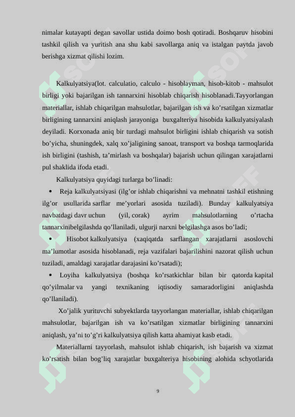 TANNARXNI KALKULYATSIYA QILISH 8