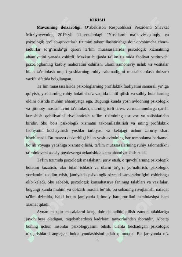TA’LIM MUASSASASIDA PSIXOLOGNING PROFILAKTIK  ISHLARINI YOʻLGA QOʻYISH 2