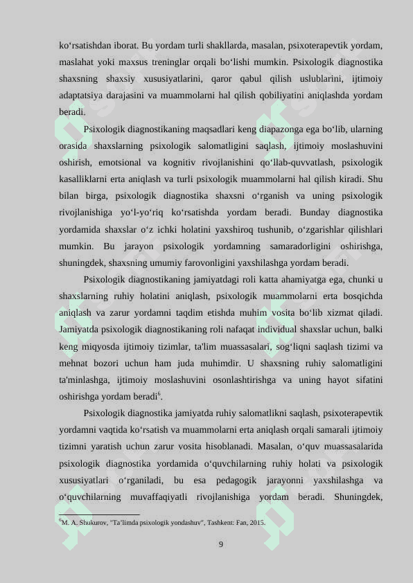 PSIXOLOGIK DIAGNOSTIKA FANINI TALABLARI VA VAZIFALARI 8
