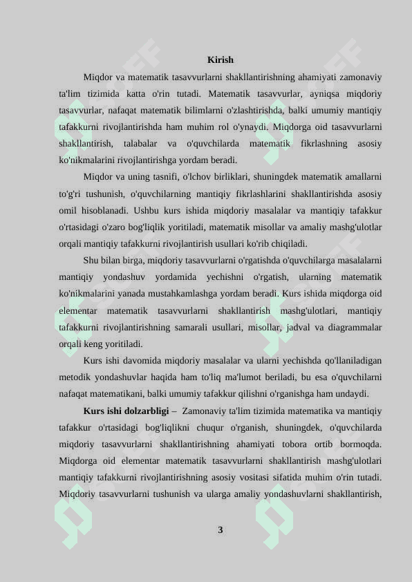Miqdorga oid elementar matematik tasavvurlarni shakllantirish mashģulotlari mantiqiy tafakkurni shakllantirish omili sifatida. 2