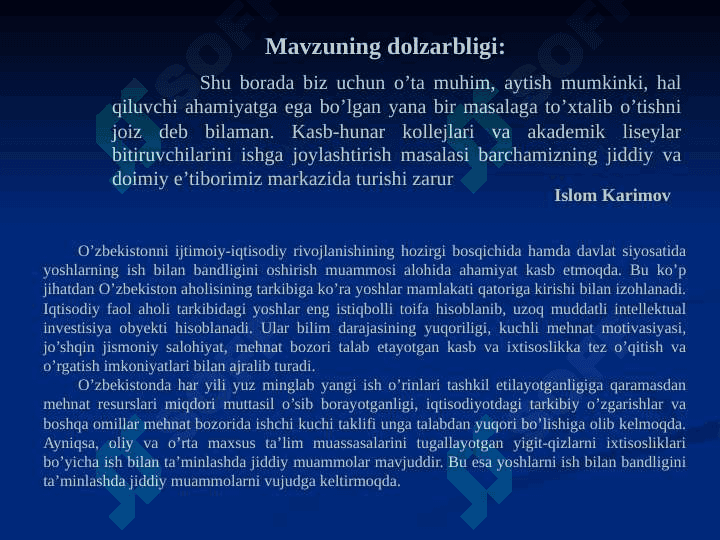 O‘zbekiston yoshlar ishlari agentligining ta’lim muassasalari bilan olib boradigon ishlarning mazmuni 2