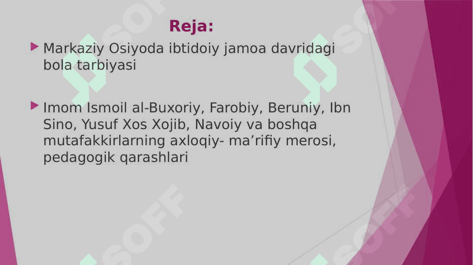 Sharq allomalarining pedagogik qarashlari Beruniy, Farobiy, Ibn Sino, Alisher Navoyi, Mirzo Ulug’bek va h.k 2