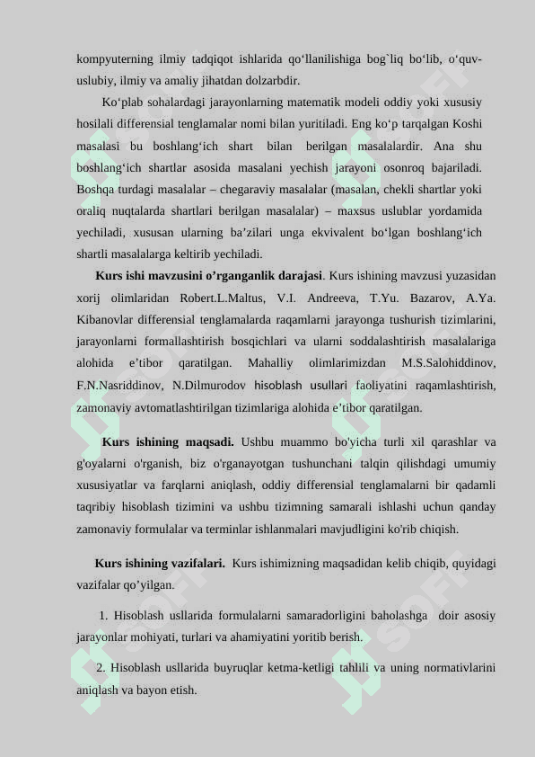 Oddiy differensial tenglamalarni bir qadamli usullar (Eyler, Runge-Kutta, Kutta-Merson usullari) bilan taqribiy yechish 4