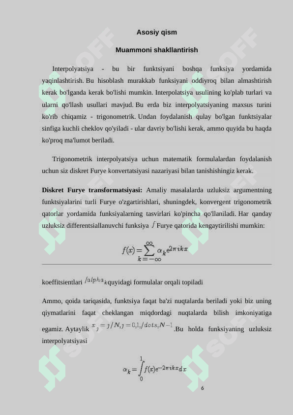 Trigonometrik ko’phadlarni interpolatsiyalash 6
