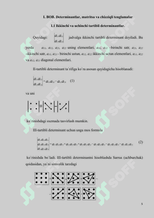 Determinantni va teskari matritsani Gaussning usuli bilan hisoblash 5