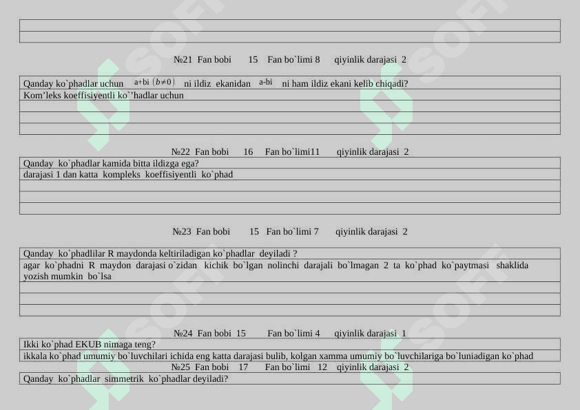 Algebra yakuniy test bu yilgi 6