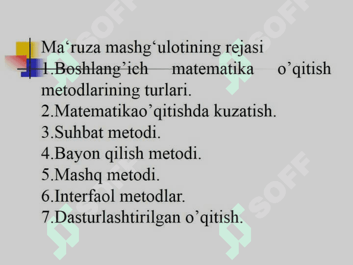 Boshlang'ich sinf matematikani o'qitish  metodikasi 2