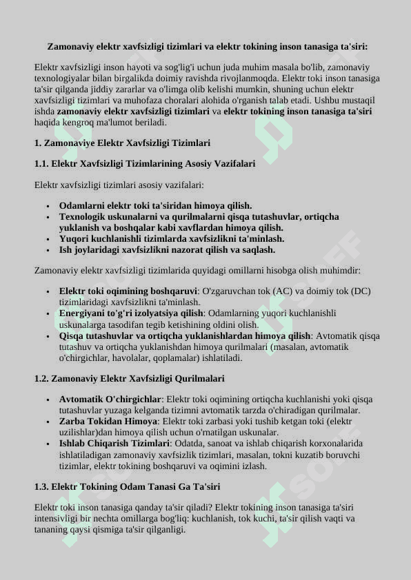 Zamonaviy elektr xavfsizligi tizimlari va elektr tokining inson tanasiga ta'siri 2