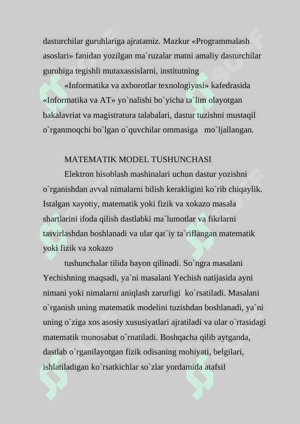 Matematik modellashtirishning asosiy bosqichlari 3
