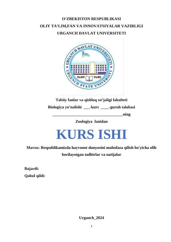 Respublikamizda hayvonot dunyosini muhofaza qilish bo'yicha olib borilayotgan tadbirlar