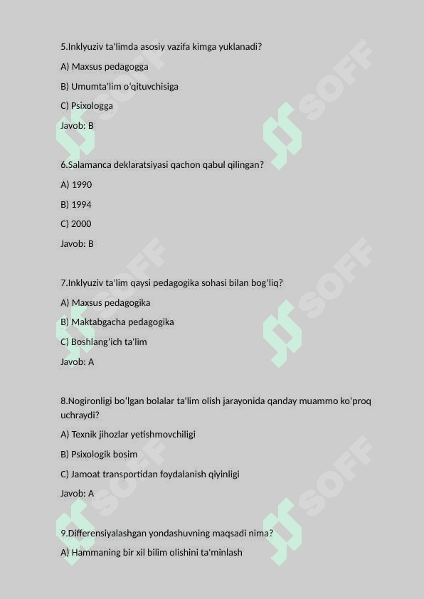 Inklyuziv ta'lim test 2