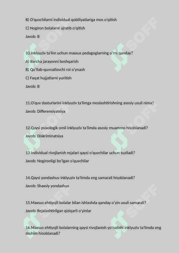 Inklyuziv ta'lim test 3