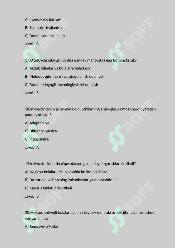 Inklyuziv ta'lim test 4