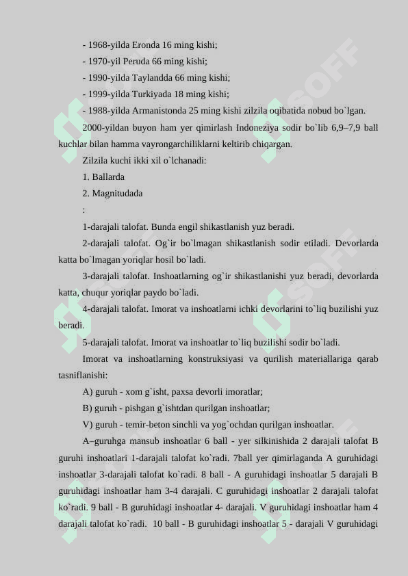 O'zbekiston respublikasi yuzaga kelishi mumkin bo'lgan favqulodda vaziyatlar va ularni oldini olish borasida amalga oshirilgan ishlar 4