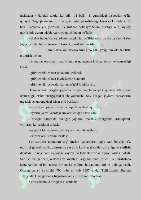 O'zbekiston respublikasi yuzaga kelishi mumkin bo'lgan favqulodda vaziyatlar va ularni oldini olish borasida amalga oshirilgan ishlar 5