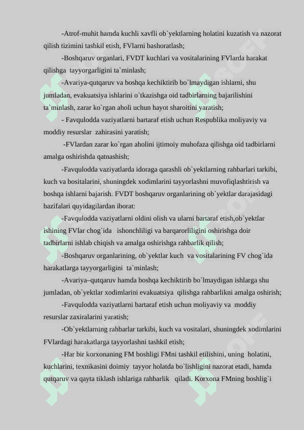 O'zbekiston respublikasi yuzaga kelishi mumkin bo'lgan favqulodda vaziyatlar va ularni oldini olish borasida amalga oshirilgan ishlar 8