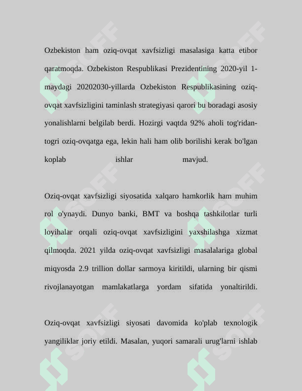 Agrar siyosat oziq-ovqat ta'minoti va xavfsizligi muammolari 6