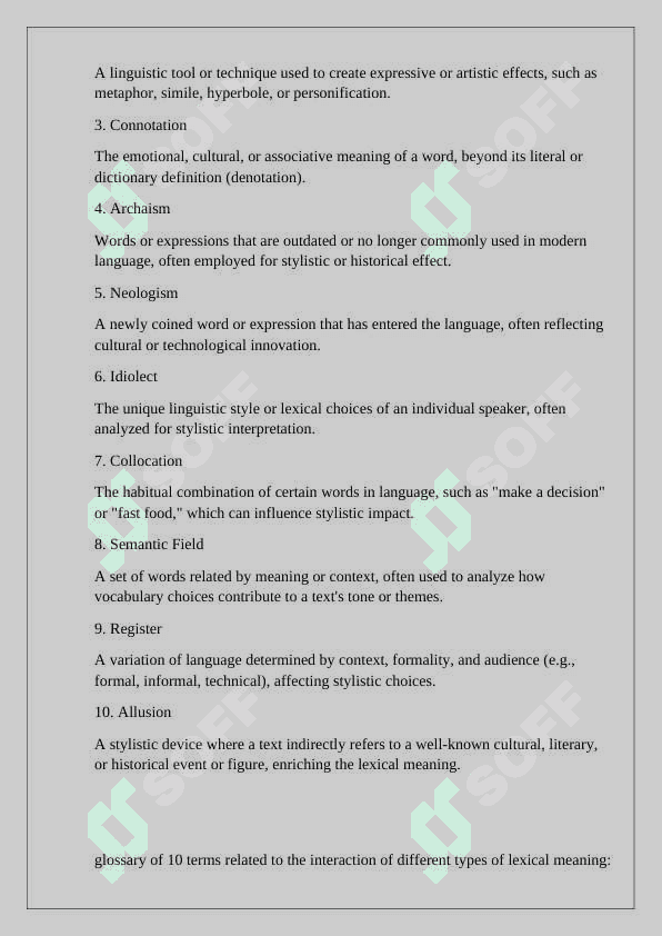 Glossary of 10 Dictionary, Contextual Logical Meaning, Metaphor, Metonymy, and Irony. 4