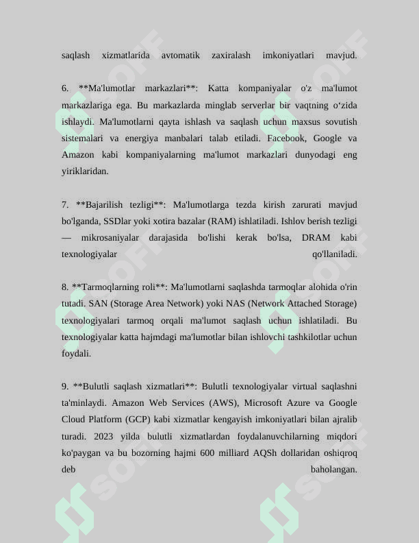 AXBOROT TIZIMLARIDA KATTA HAJMDAGI MA'LUMOTLAR BILAN ISHLASH TEXNOLOGIYALARI 4