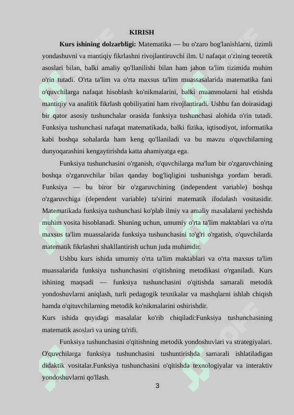 Umumiy o’rta ta’lim maktab va o’rta maxsus ta’lim muassalari matematikasi kursida funksiya tushunchasini o’qitish metodikasi 3