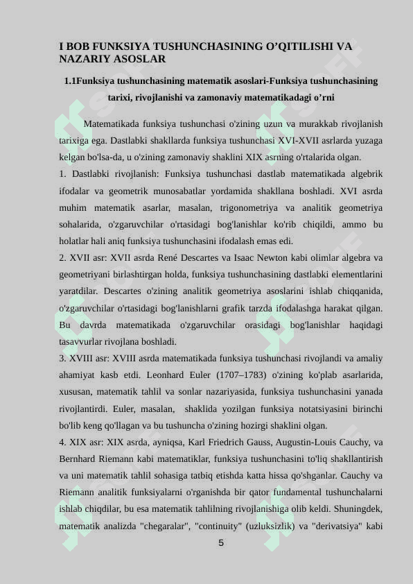 Umumiy o’rta ta’lim maktab va o’rta maxsus ta’lim muassalari matematikasi kursida funksiya tushunchasini o’qitish metodikasi 5
