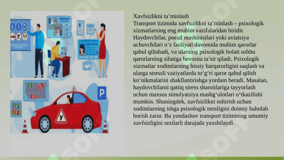 Transport tizimida psixologik xizmat amaliyoti 6