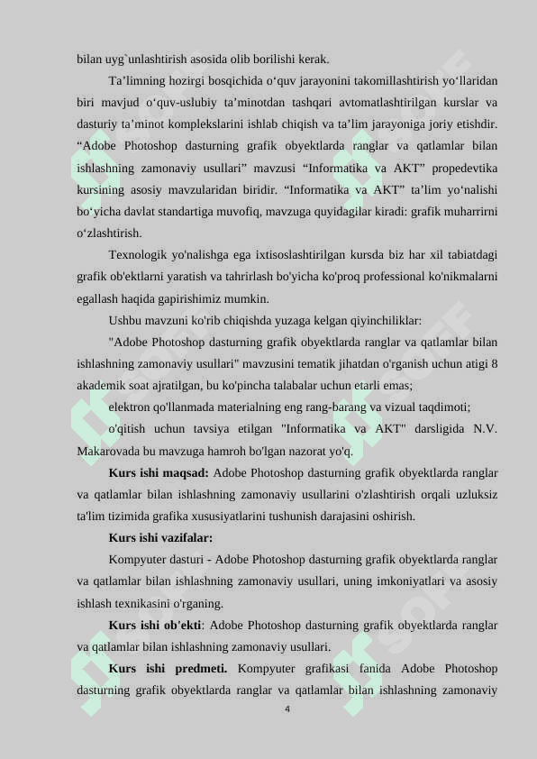 Adobe photoshop dasturning grafik obyektlarda ranglar va qatlamlar bilan ishlashning zamonaviy usullari 3 4