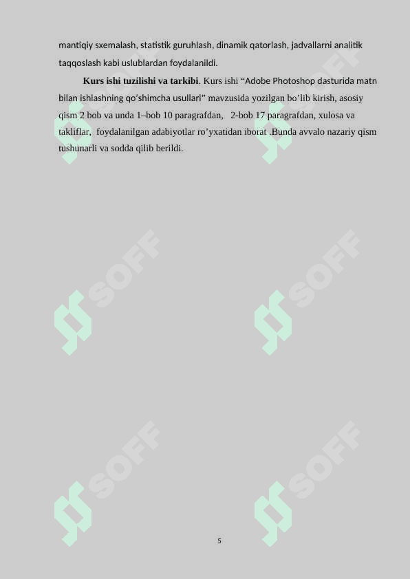 Adobe Photoshop dasturida matn bilan ishlashning qo’shimcha usullari 5