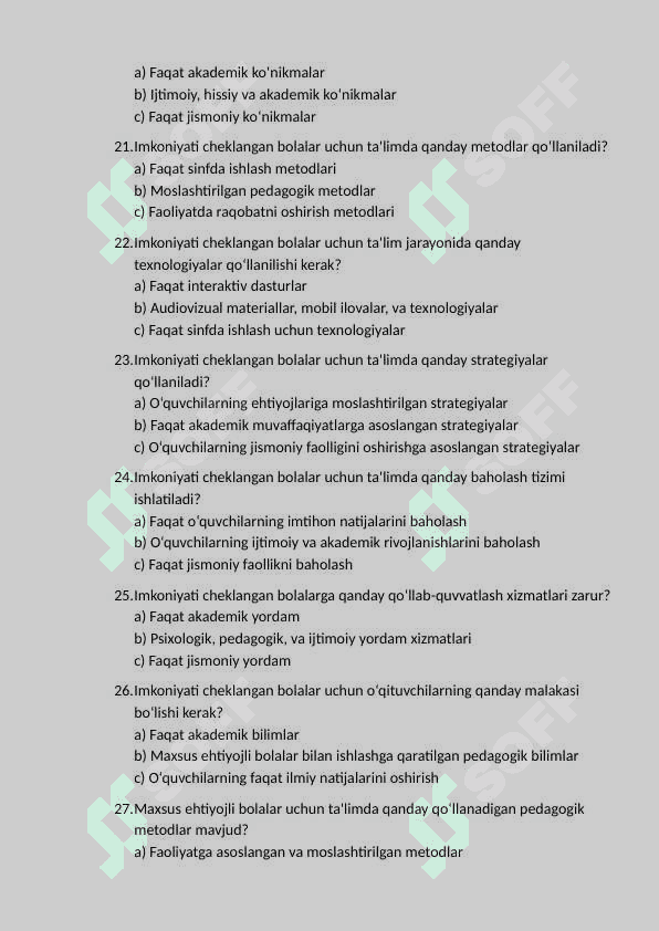 Imkoniyati cheklangan bolalarni umumta’lim maktablarida o‘qitishda konseptual talablar. 4