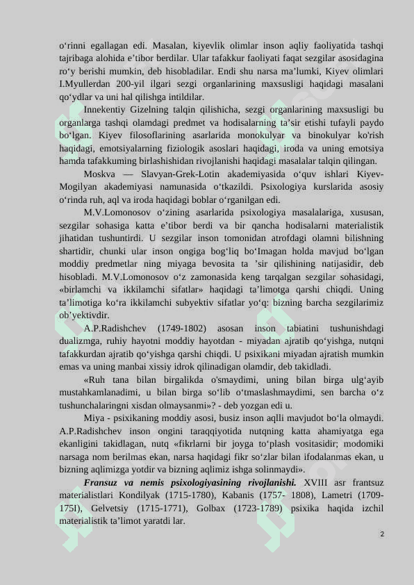 XVIII - XIX  asrlarda psixologiyaning rivojlanishi 2 2