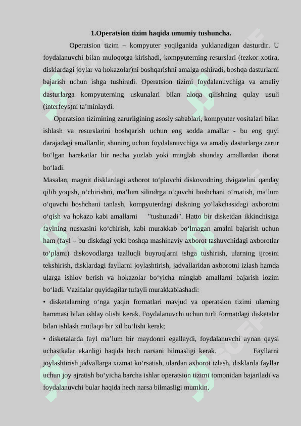 DASTUR  TURLARI OT TURLARI WINDOWS OT  OB’EKTLARI 2