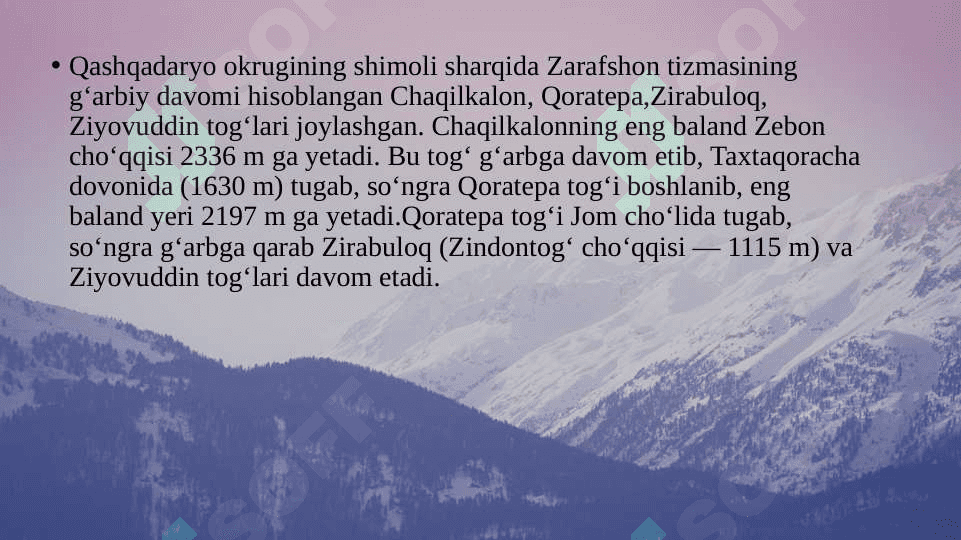 QASHQADARYO TABIIY GEOGRAFIK OKRUGI 7