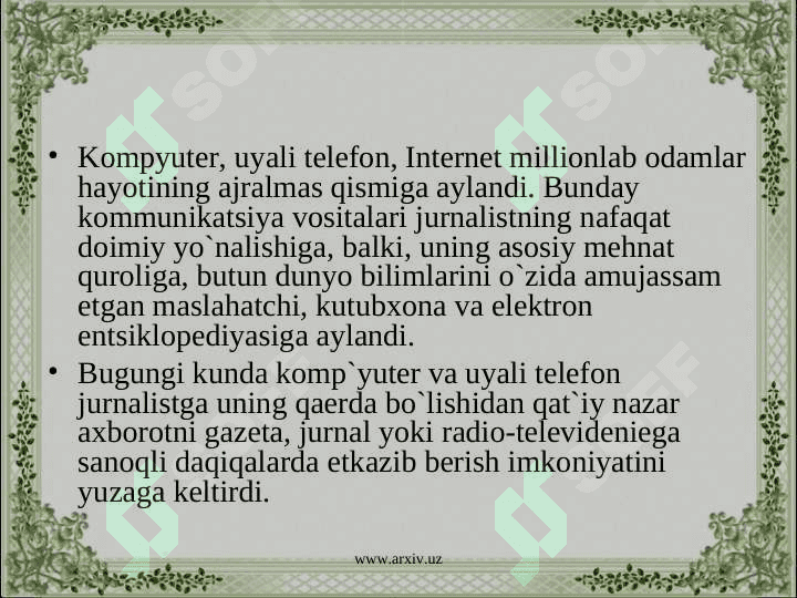 O'zbekiston Respublikasida Ommaviy axborot vositalari 5