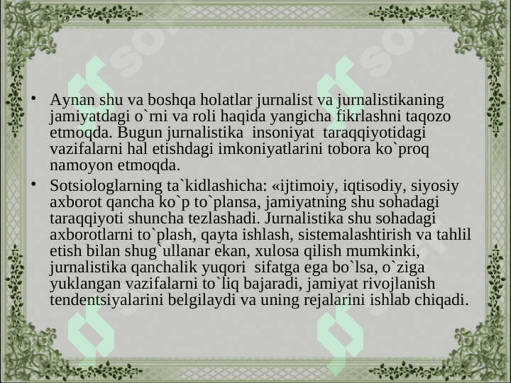 O'zbekiston Respublikasida Ommaviy axborot vositalari 8