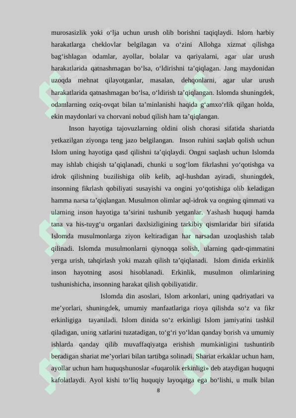 Islomda inson huquqlari himoyasi, ijtimoiy tenglik, adolat va bag‘rikenglik mavzusi 8