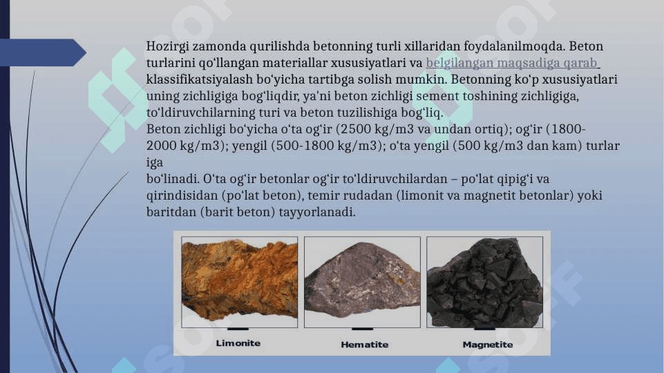 Betonning yangi turlari 2