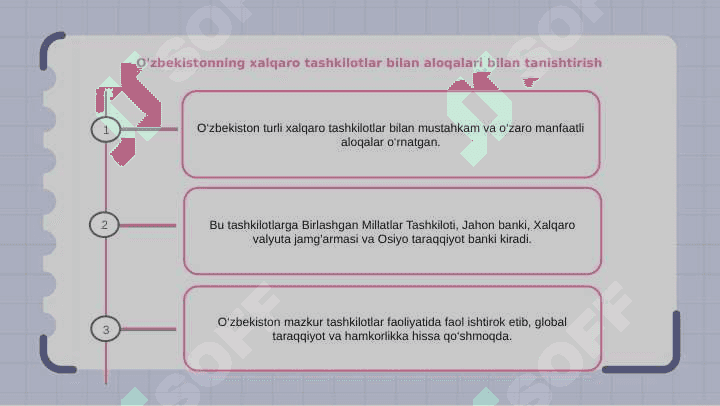 O'zbekistonning xalqaro tashkilotlar bilan hamkorlik aloqalari 2