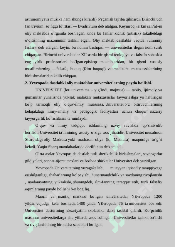 Yevropada dastlabki universitetlarning asos solinishi 3