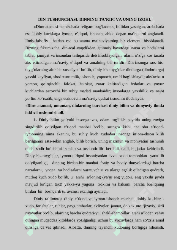 DINNING MOHIYATI JAMIYAT HAYOTIDA DINNING TUTGAN O‘RNI 2