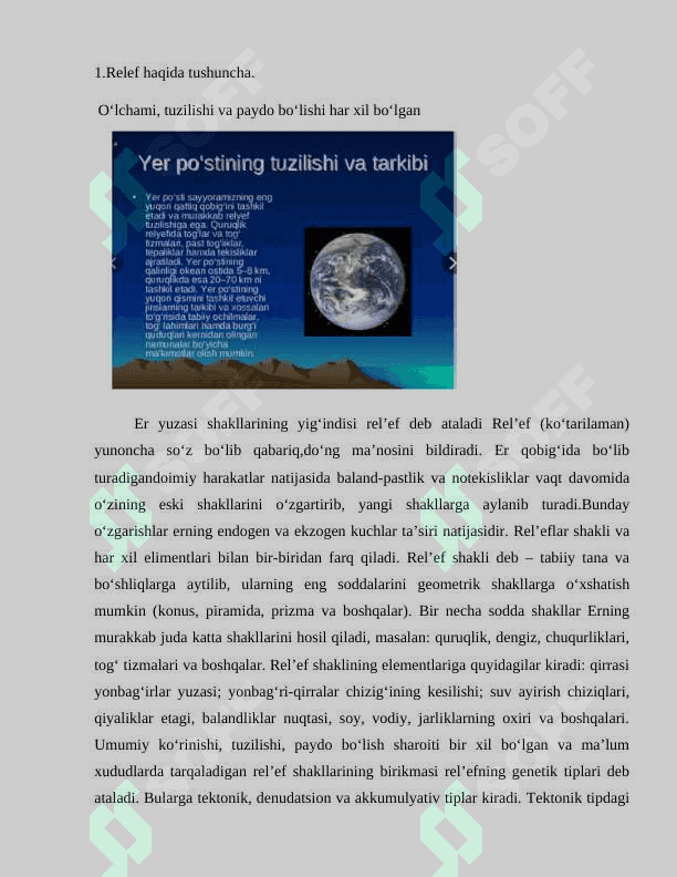 Yer yuzasidagi relefning asosiy shakllari 2