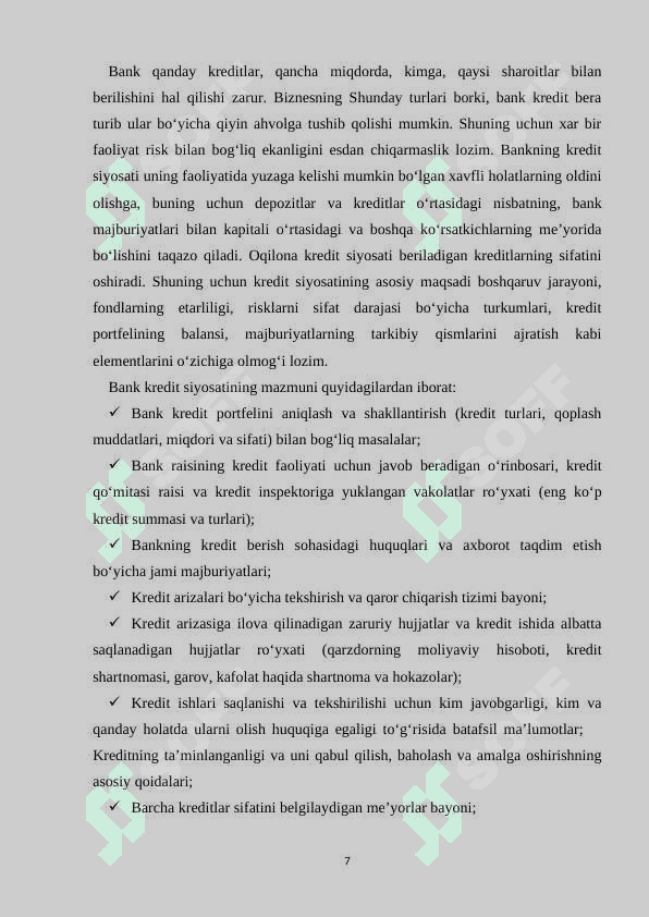 tijorat banklarda alohida kredit turlari va ularning kreditlash jarayonlari 7